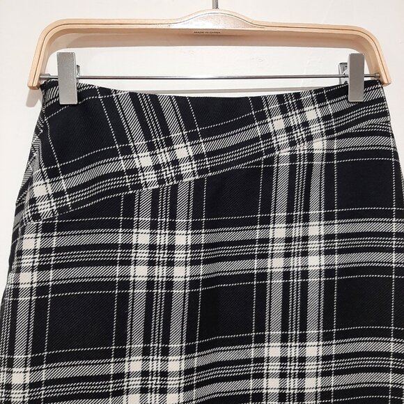 Stunning pure wool luxury Holt Renfrew asymmetrical plaid midi retro skirt - Picture 9 of 16